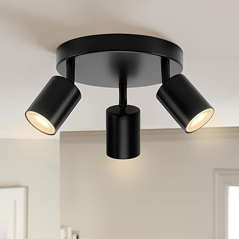 Arco de Techo Ajustable Moderno con 3 Luces, Diseño Duradero en Metal Anticorrosivo y Brazos Giratorios, Lámpara Empotrada para Cocina, Dormitorio, Oficina y Más, Iluminación Elegante Metálica para Sala de Estar, Resistente a la Corrosión