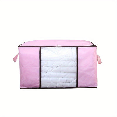 1pc Bolsa De Almacenamiento De Ropa De Gran Capacidad Con Asa Reforzada, Cremallera Resistente, Para Edredones, Mantas, Ropa De Cama