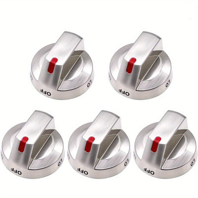 5 Pomos de Repuesto para Cocina de Gas, Acero Inoxidable, Eje en D, Piezas de Recambio para for Samsung DG64-00473B y DG64-00473A, Compatibles con NX58F5700WS, NX58H5600SS, NX58J7750SS