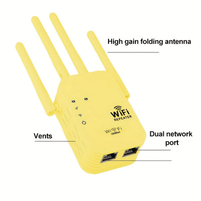 Extensor WiFi de 1200Mbps - Repetidor/Router sin varillas, Cobertura Hasta 10,000 Pies Cuadrados, Anti-Interferencias, Perfecto para Noches de Juegos Familiares y Celebraciones al Aire Libre - Enchufe Estadounidense, Regalo Ideal para Fiestas y Cumpleaño