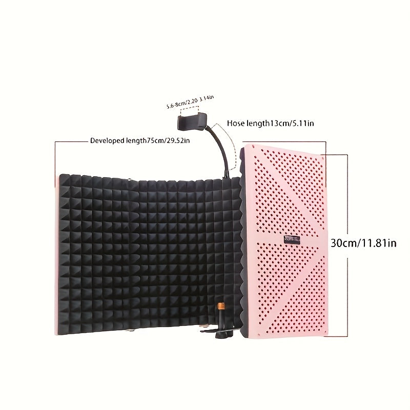5 paneles de estudio de grabación de micrófono, cubierta a prueba de sonido, pantalla a prueba de viento, reducción de ruido, 3 colores (azul/negro/pink) para podcasting, grabación de voz, accesorios de podcasting
