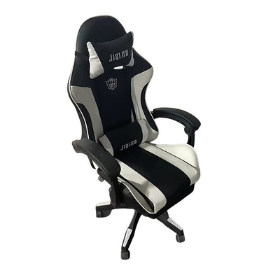 Silla ergonómica para juegos con cojín de látex y relleno de esponja, respaldo ajustable, marco de nailon resistente, mecanismo giratorio, material de madera dura y vidrio, apoyabrazos, para uso en el hogar y la oficina.