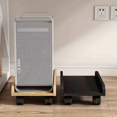 Soporte de Madera para Computadora Móvil con Ruedas - Estante Ajustable Vertical para Almacenamiento en Casa y Oficina, Unidad de Cubo de Madera Dura, Organizador Multinivel para Computadoras y Accesorios