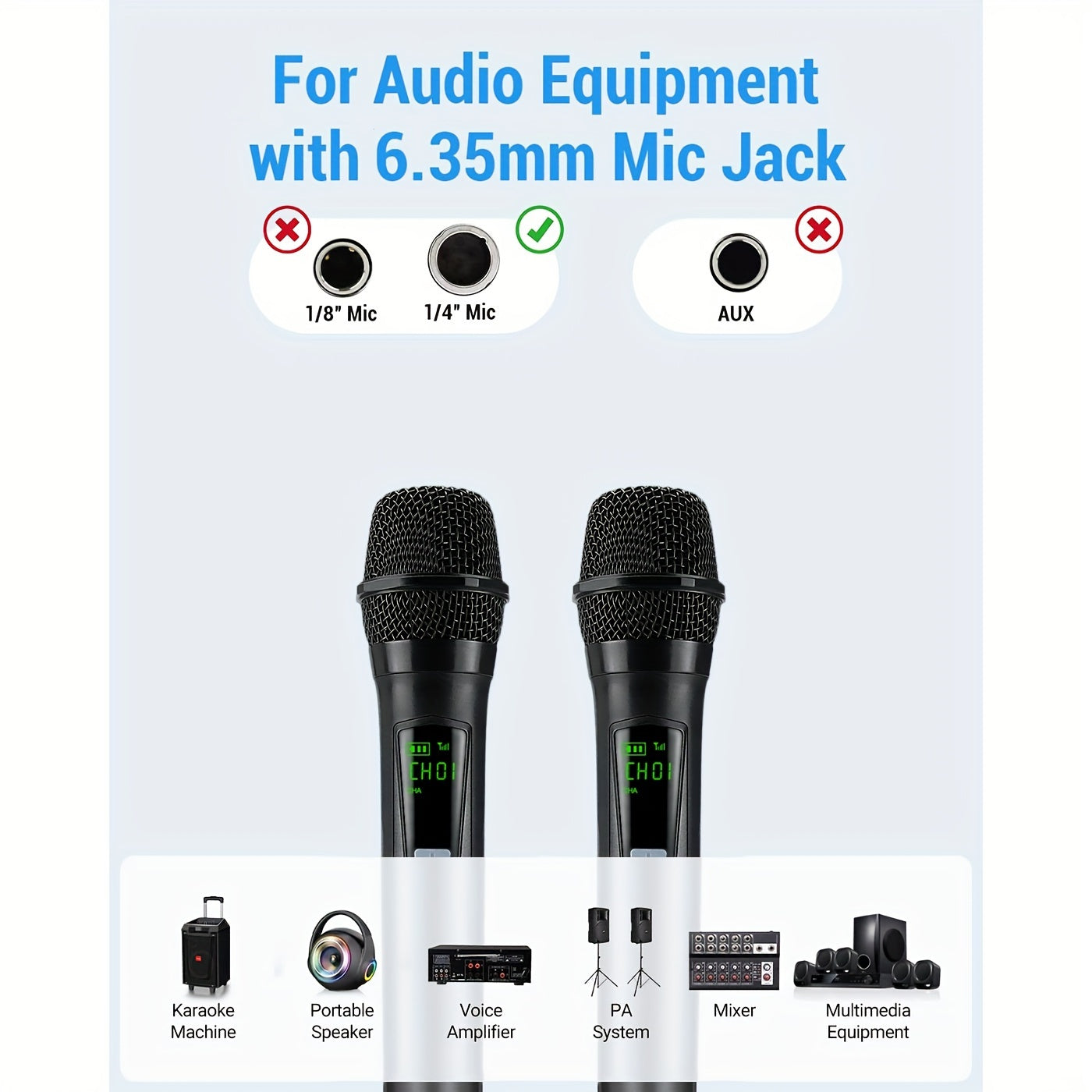 Este micrófono inalámbrico portátil y multifuncional cuenta con un diseño dinámico y viene con tres baterías recargables, lo que lo hace ideal para cantar al aire libre y hacer karaoke.