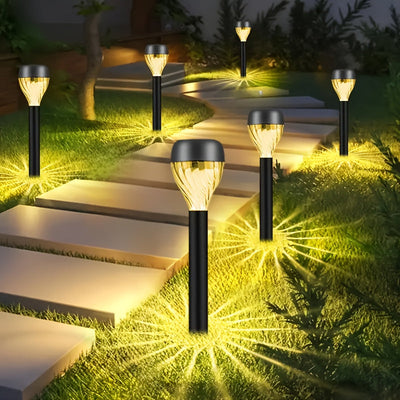 10 paquetes de luces solares para decoración de jardín - Inteligentes con encendido/apagado, alimentadas por energía solar, IP44, adecuadas para césped, patio trasero, camino, carretera privada, jardín, patio y barbacoa (luces solares exteriores blancas/