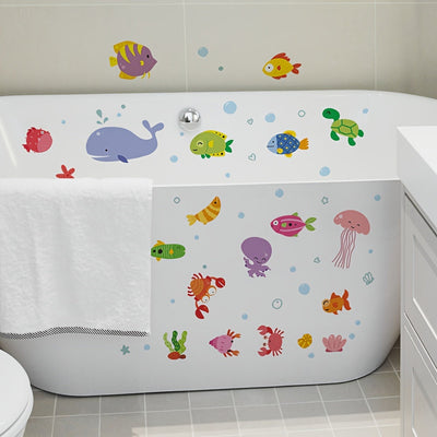 1 Juego de 6 Pegatinas Antideslizantes para Bañera con Patrones Creativos de Animales Subacuáticos, Pegatinas para Baño, Pegatinas para Bañera Esmeriladas