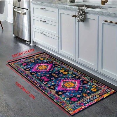 1 pieza de alfombra larga de bienvenida para hoteles de estilo bohemio - Alfombra de pasillo de cafetería impresa sin pelusa, suave y cómoda, para tiendas de compras, alfombra de corredor de tiendas de compras, alfombra decorativa de fiesta dorada con di