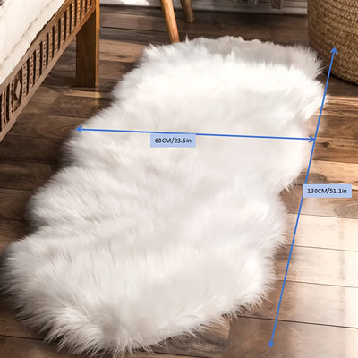 Alfombra de peluche blanco, suave, lavable, para dormitorio o sala, forma irregular, decoración hogareña acogedora y elegante, decoración para sala, cubrepiso con textura tejida, tapetes para sala