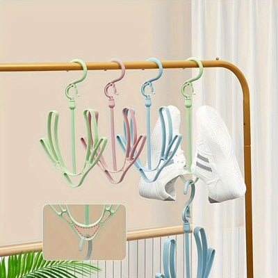 Organizador de Zapatos Duradero con Múltiples Ganchos - Verde Pastel y Azul, Ahorrador de Espacio para Uso Interior/Exterior, Balcón, Entrada, Armario, Diseño Elegante y Ligero, Secado de Calzados