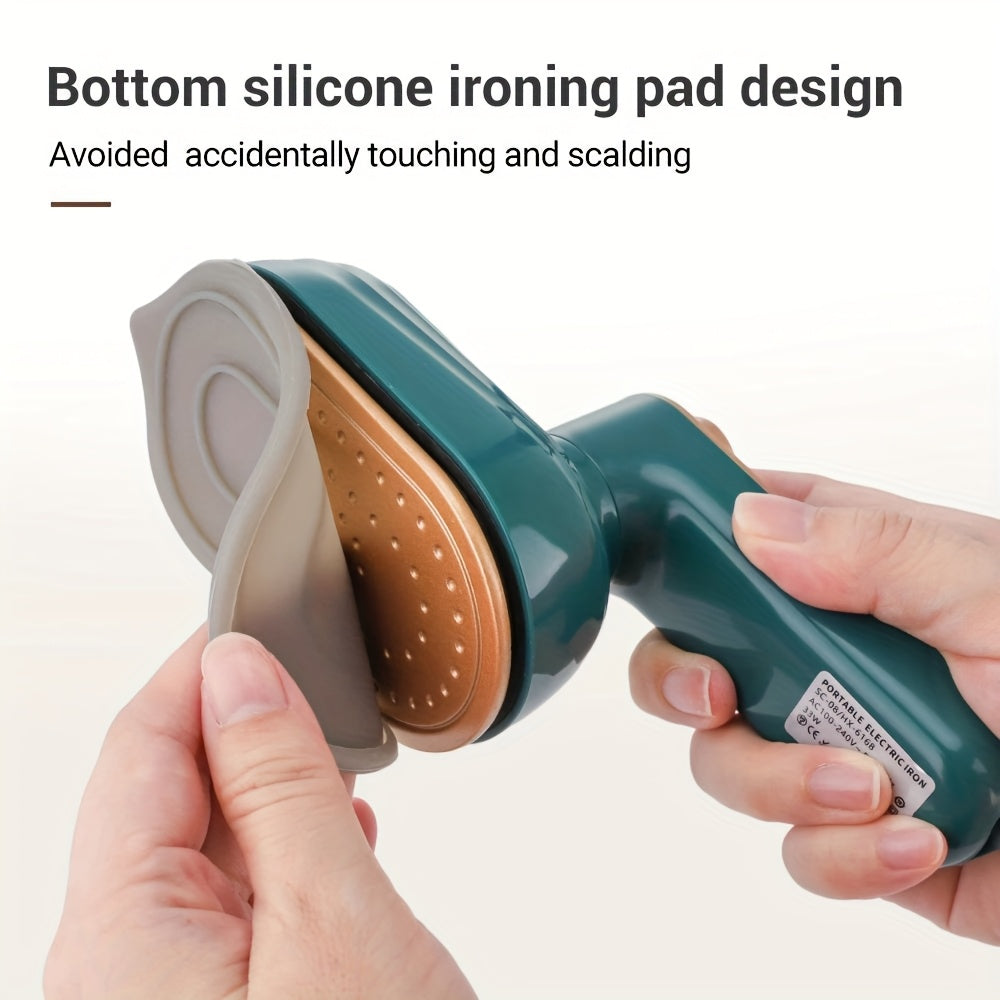 Plancha Eléctrica Portátil con Diseño Giratorio - Vapor de Alta Temperatura de 170°, Uso en Seco y Húmedo, Color Verde Azulado y Blanco, Enchufe Americano, Compacta y Ergonómica para Planchar Fácilmente