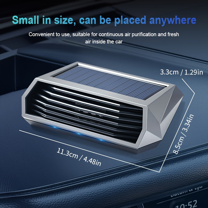 1 pieza de purificador de aire solar con sensor inteligente, función de estacionamiento automático, eliminación de olores, desinfección, generador de ozono, carga USB, batería de litio incorporada, material plástico - Ideal para uso en vehículos, purific