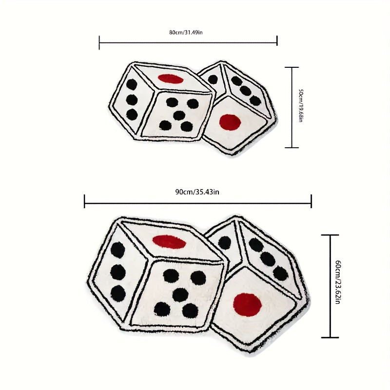 Alfombra de dados con forma - Sala de estar, dormitorio, baño y decoración del hogar. Alfombras de área de pila súper suave, alfombras decorativas de cabecera para dormitorio. Patrones de dados lavables a máquina, alfombras absorbentes y antideslizantes