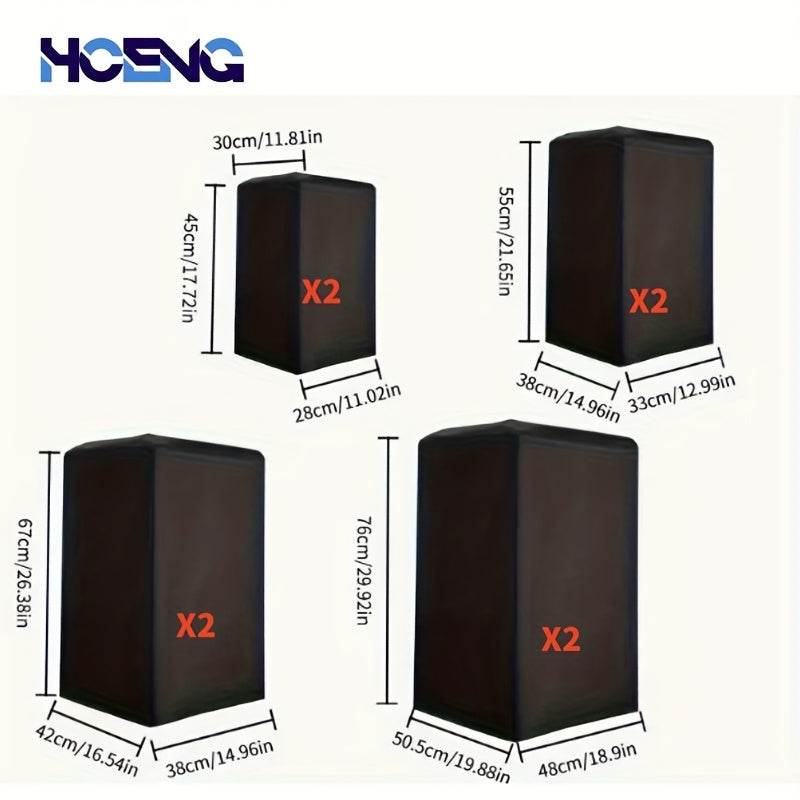 2 piezas de cubierta para parlantes en fibra de poliéster negro, protector para equipo de audio, cubierta para sistema de sonido de home theater y exterior, múltiples especificaciones, alarga la vida útil del equipo y mantiene la calidad del sonido