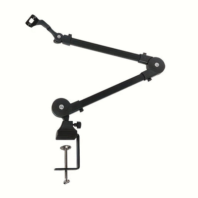 Kit de soporte de micrófono de hierro negro versátil - Sin muelle, brazo ajustable, incluye clips y conector XLR, ideal para grabación, transmisión, podcasting, juegos, etc., accesorio de micrófono