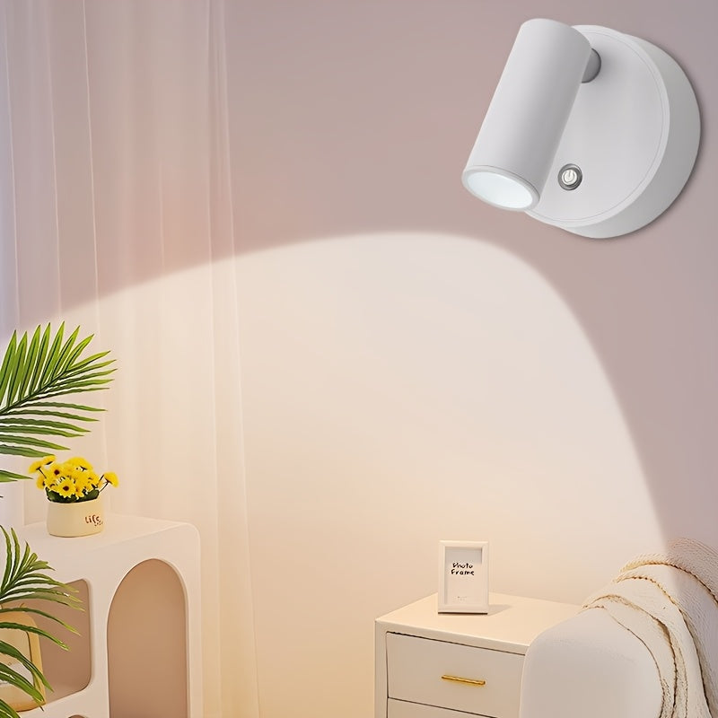 Luz nocturna de pared LED moderna, control táctil, 3 temperaturas de color, regulable, alimentada por USB con batería de litio recargable, iluminación ajustable para dormitorio, sala de estar, pasillo - Material de plástico