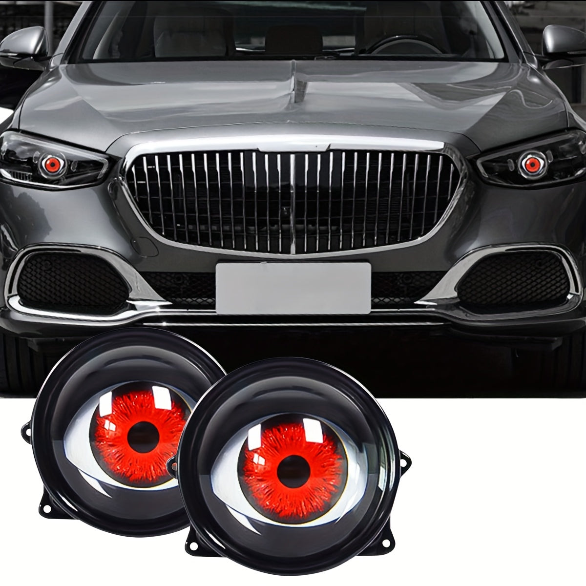 1 pieza/2 piezas luces LED decorativas de neón con diseño de ojos para auto/moto 12V, luces de modificación creativa, multicolor, ideales para decoración exterior de autos y motos, luces ambientales divertidas e interactivas