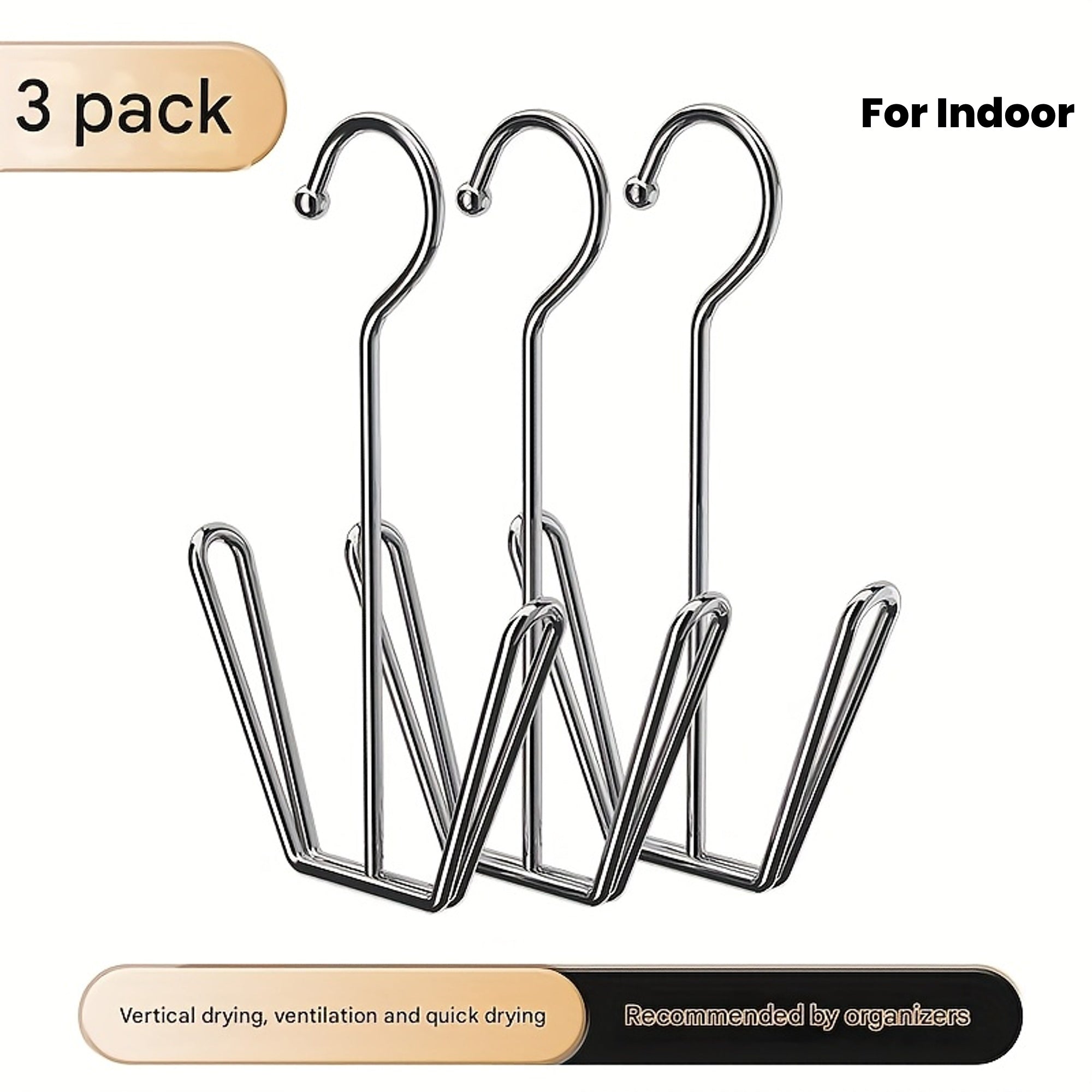 Conjunto de 3 Piezas de Estante para Secar Zapatos en Forma de U de Acero Inoxidable - A Prueba de Viento, Secado Rápido, Ahorro de Espacio con Ganchos Montados en la Pared para Uso Exterior e Interior, Ventilación Vertical para Secado, Estante de Secado