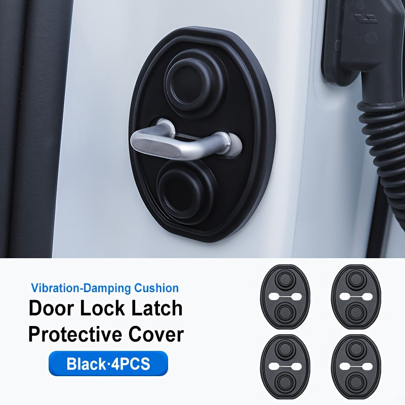 2 piezas/4 piezas de protector de cerradura de puerta de coche de silicona - Ajuste universal para la mayoría de los vehículos, absorción de impactos, platos de choque gruesos a prueba de óxido, reducción de ruido y protección completa
