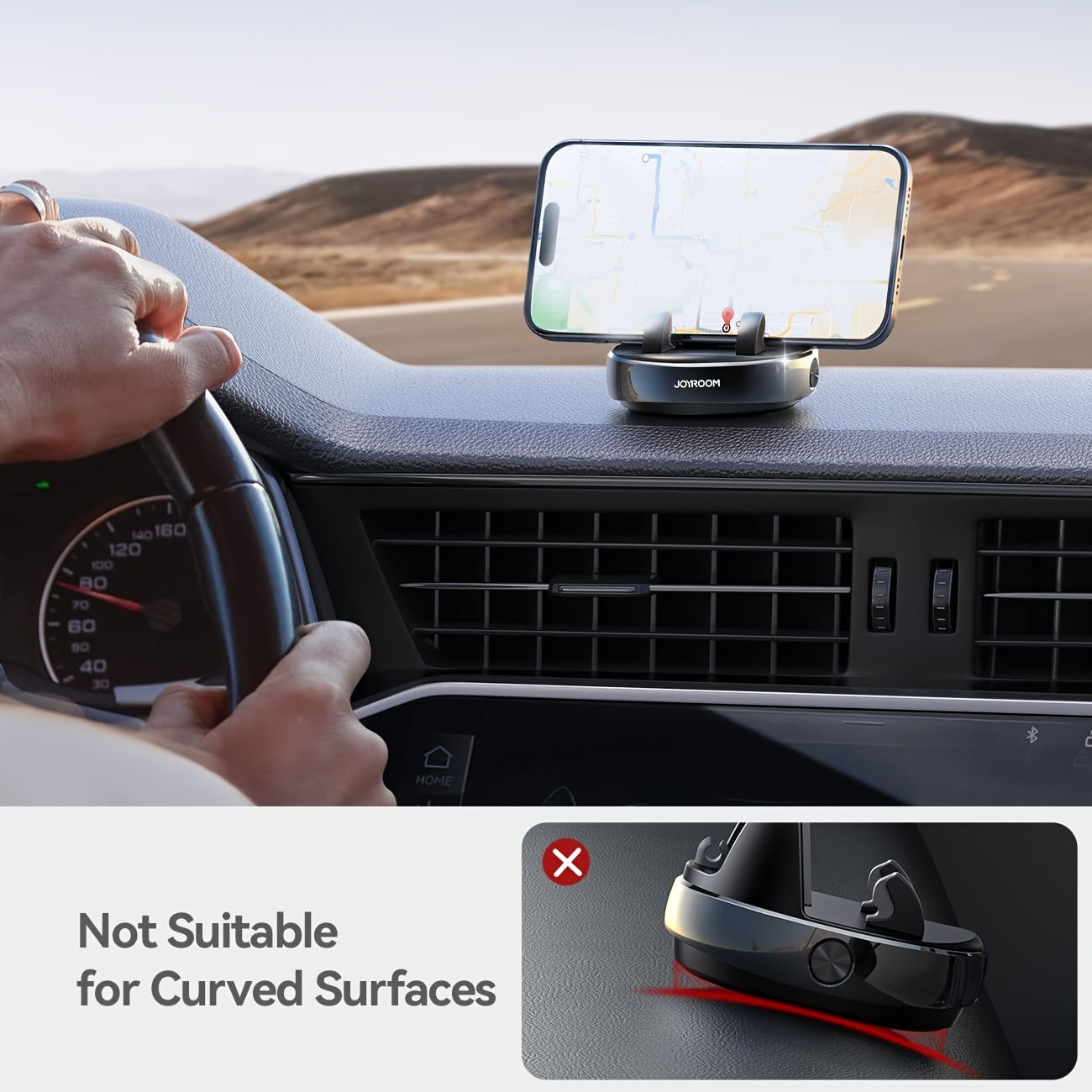 Soporte de teléfono para coche, [rotatorio 360° y ajustable verticalmente 30°] Soporte de teléfono móvil para coche, [diseño de resorte ajustable] Soporte de teléfono de navegación para tablero de instrumentos, con silicona antideslizante, adecuado para