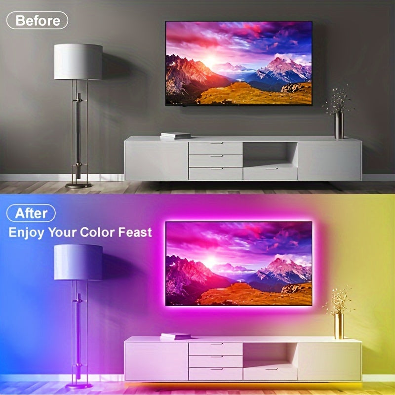 Tira de luces LED RGB de carga USB 5V 3535 con 44 teclas, fuente de alimentación USB FÁCIL de INSTALAR, cambio de color RGB con fuente de alimentación de 5V, luces LED RGB adecuadas para iluminación de escenario, decoración del hogar, fiestas y festivale