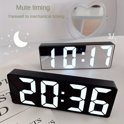 Reloj digital LED moderno con brillo ajustable, pantalla de fecha y temperatura - Reloj despertador rectangular para dormitorio, alimentado por USB, formato 12/24H, decoración para hogar u oficina, diseño contemporáneo, electrónica duradera