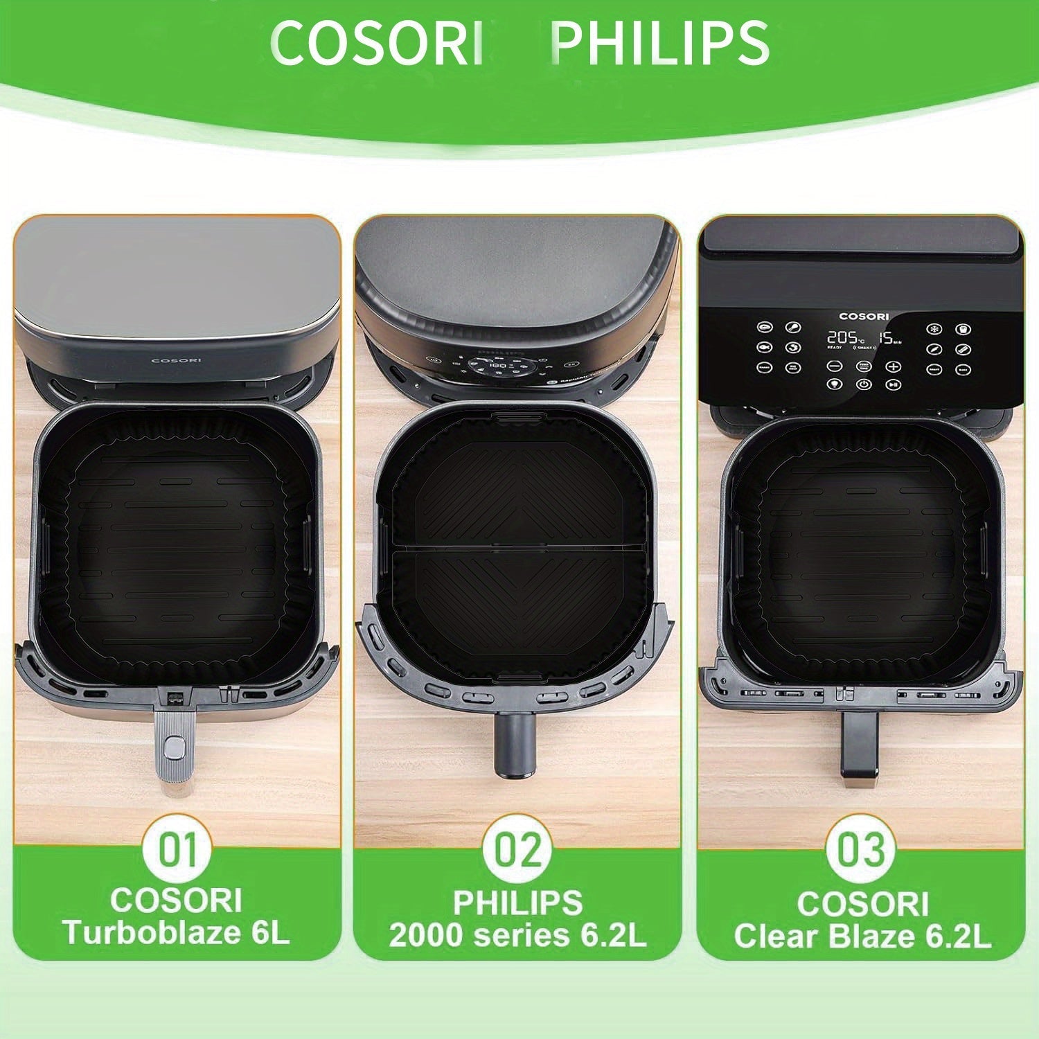 2 piezas de Tapetes de Silicona para Freidora de Aire, Compatibles con Bandejas de Silicona para Freidora N200, Moldes de Horneado Reutilizables, Accesorios para Freidora de Aire, Ideales para Fiestas
