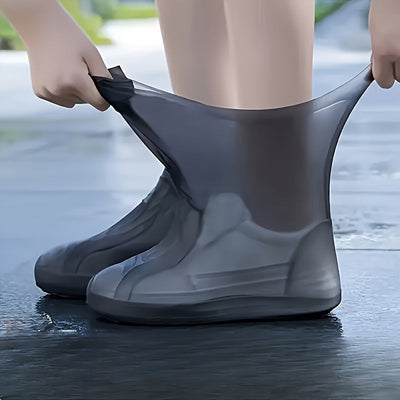 Un par de cubrezapatos de silicona - Impermeables y antilluvia, reutilizables y antideslizantes, aptos para hombres y mujeres, duraderos, elásticos y fáciles de limpiar