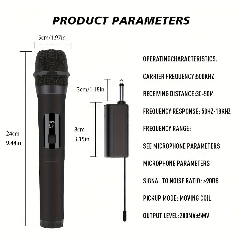Sistema de micrófono inalámbrico LMBGM W-2-4Bk, batería de litio recargable serie 18650, 800 mAh, carga USB, carga de puerto tipo C, con indicador de batería, conector de 6,35 mm, potencia nominal máxima de 2,6 W, potencia nominal mínima de 0,05 W, volta