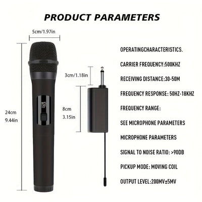 Sistema de micrófono inalámbrico LMBGM W-2-4Bk, batería de litio recargable serie 18650, 800 mAh, carga USB, carga de puerto tipo C, con indicador de batería, conector de 6,35 mm, potencia nominal máxima de 2,6 W, potencia nominal mínima de 0,05 W, volta