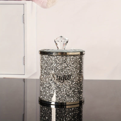 Conjunto de 3 Piezas de Tarros de Vidrio con Diamantes Brillantes para Dulces y Té - Impermeables, Tarros de Almacenamiento Multiusos para Granos de Café, Azúcar y Más, Baúles de Almacenamiento para la Organización del Hogar