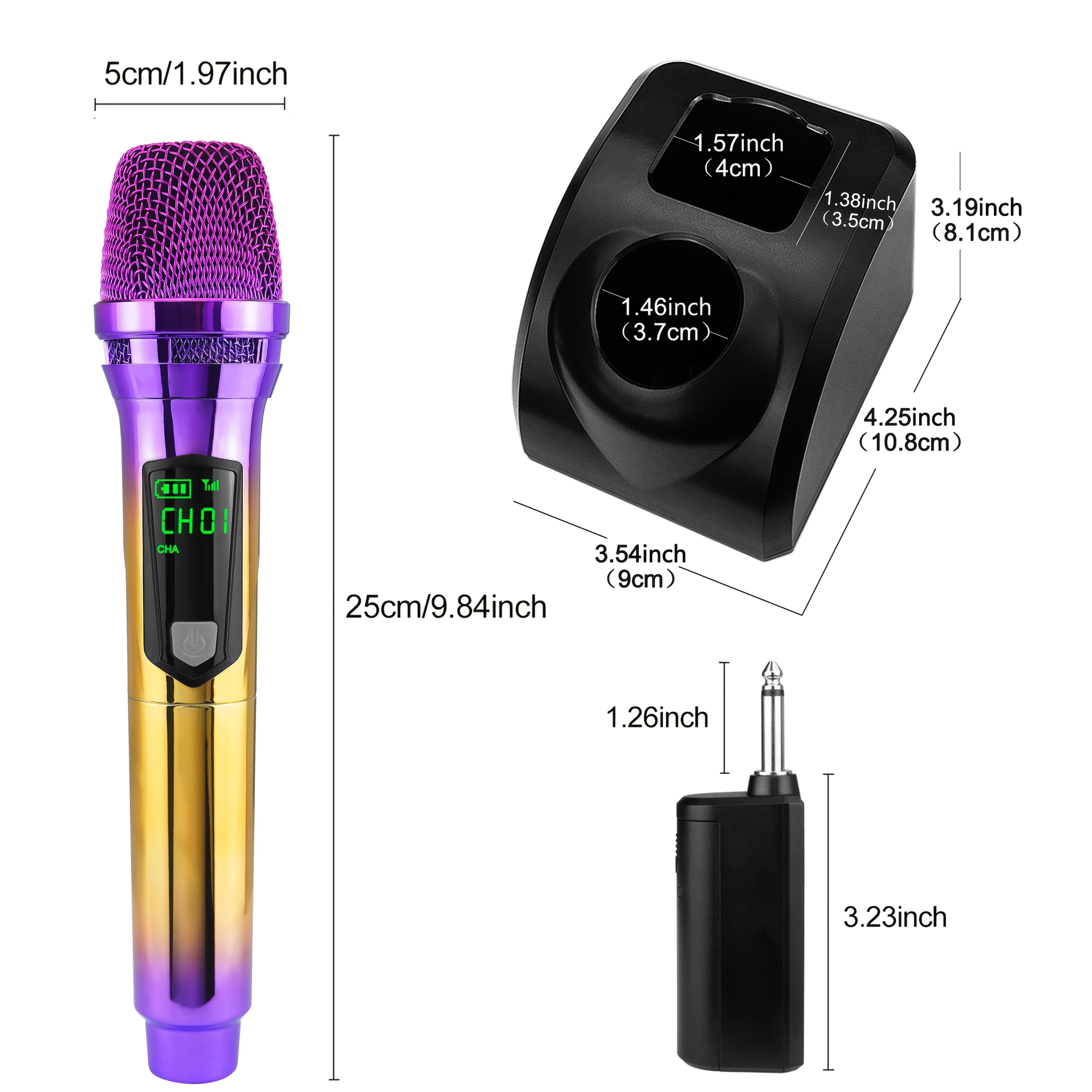 Microfono de Karaoke sin varillas Recargable y Colorido, Máquina de Karaoke para Fiestas en Casa o al Aire Libre, Adaptador de 3.5mm, Soporte de Almacenamiento Incluido