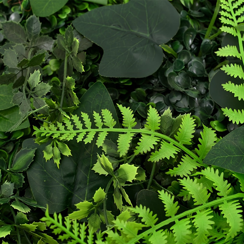 Panel de Pared de Planta Verde Artificial de 40.01x59.99 cm - Hojas Colgantes de Plástico Realistas para Boda Interior/Exterior y Decoración del Hogar - Decoración Todo el Año sin Mantenimiento, Adorno Exterior | Aspecto Natural