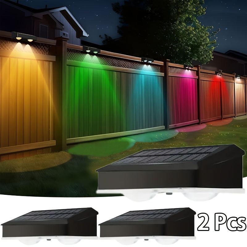 Luces solares para exteriores, 8/4 LEDs, 9 patrones de iluminación, luces para vallas, 4/2 piezas, luces para jardines, caminos, porches, escaleras, patio, barbacoa, luces decorativas para paisajes exteriores (8 luces constantes de un solo color + 1 luz
