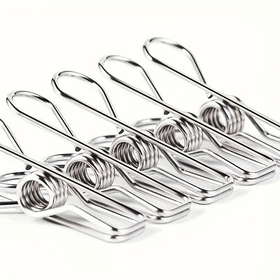 20pcs Pinzas para Ropa de Acero Inoxidable Premium - A Prueba de Óxido, Clips Metálicos Duraderos para Lavandería, Cocina y Viaje