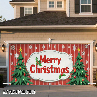 Banner de puerta 2D, 1 unidad, decoración navideña con alce rojo y verde, poliéster, para decoración de Navidad, cumpleaños, bodas o jardín exterior