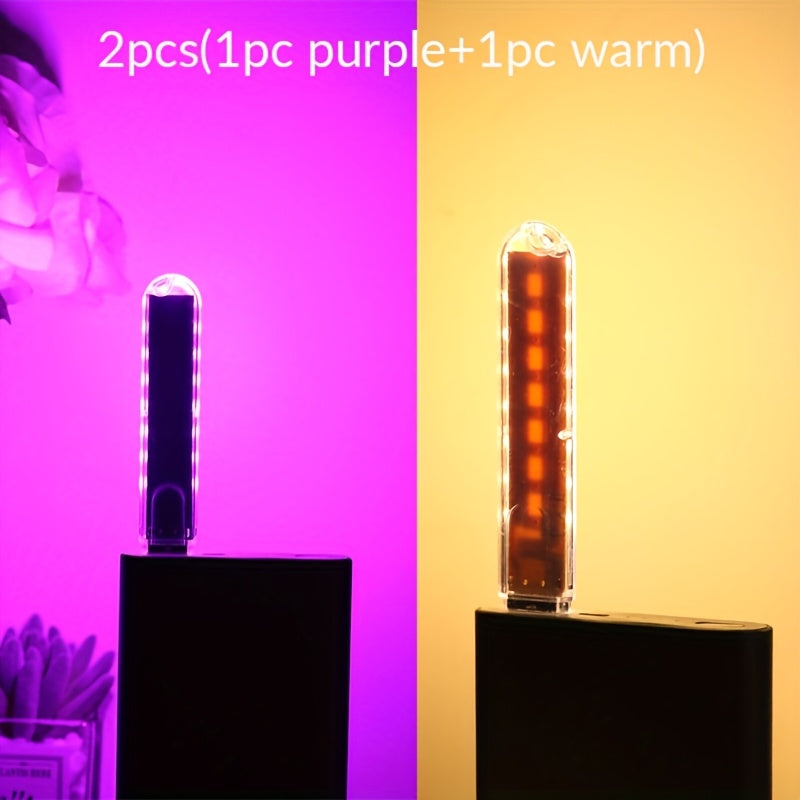Luz nocturna rectangular portátil para dormitorio, 1/2 piezas, luz de lectura con 8 LED, luz ambiental para decoración de habitación, lámpara de ambiente para autos, mesita de noche, luz decorativa con USB, luces LED para decoración del hogar