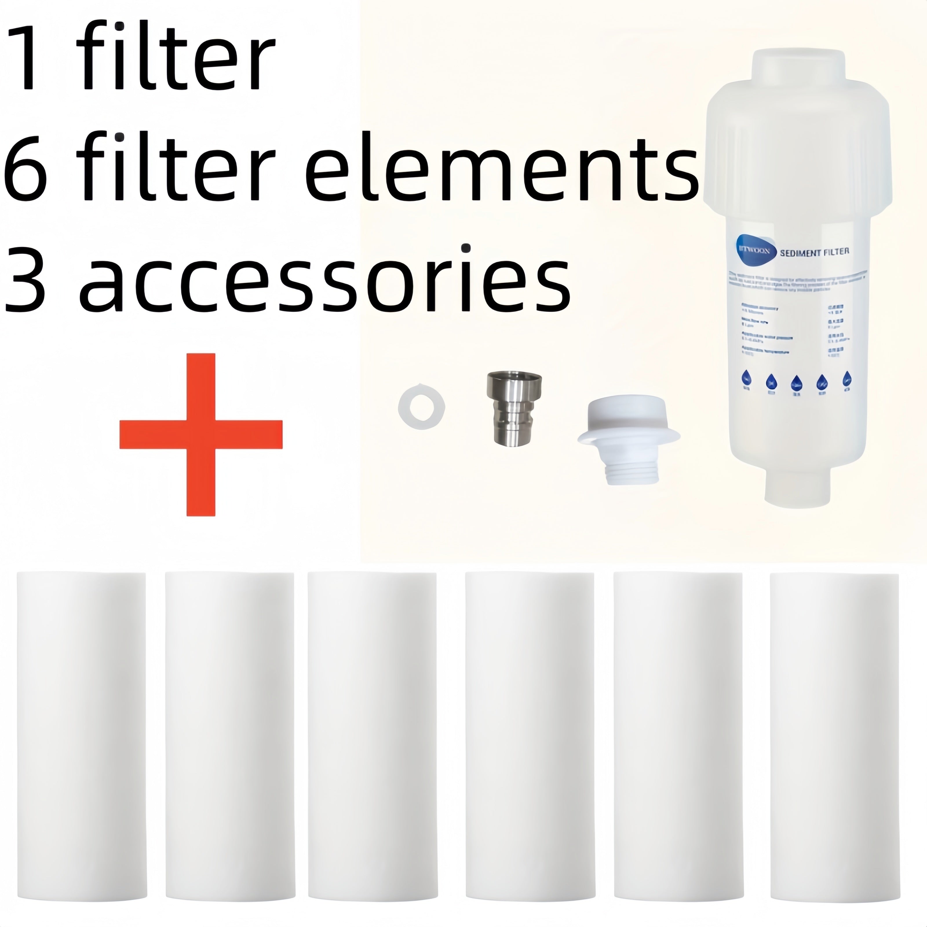 1 filtro + 6 repuestos para grifo, regadera, lavadora y inodoro, filtro de alta calidad resistente a la presión para eliminar cloro