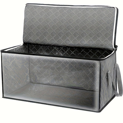 Bolsa grande de tela retro para almacenamiento con asas y ventana transparente, organizador de espacio para ropa, edredones y cobijas, ideal para organizar el clóset, dormitorio o residencia estudiantil, organizadores de clóset y almacenamiento, guardado
