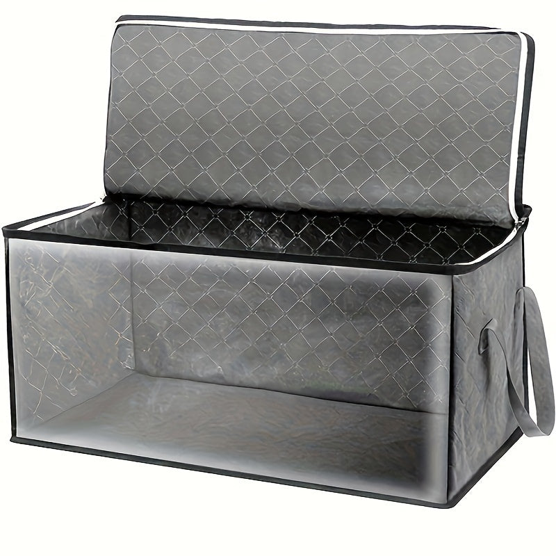 Bolsa grande de tela retro para almacenamiento con asas y ventana transparente, organizador de espacio para ropa, edredones y cobijas, ideal para organizar el clóset, dormitorio o residencia estudiantil, organizadores de clóset y almacenamiento, guardado