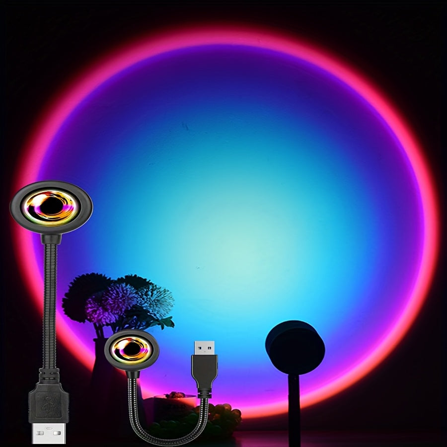 Luz de proyección de atardecer portátil con alimentación USB, luz LED para cámara con enfoque y temperatura de color ajustables, decoración de ambiente para el hogar, fotografía, vlogging, eventos al aire libre - Negro, iluminación para fotografía, ilumi