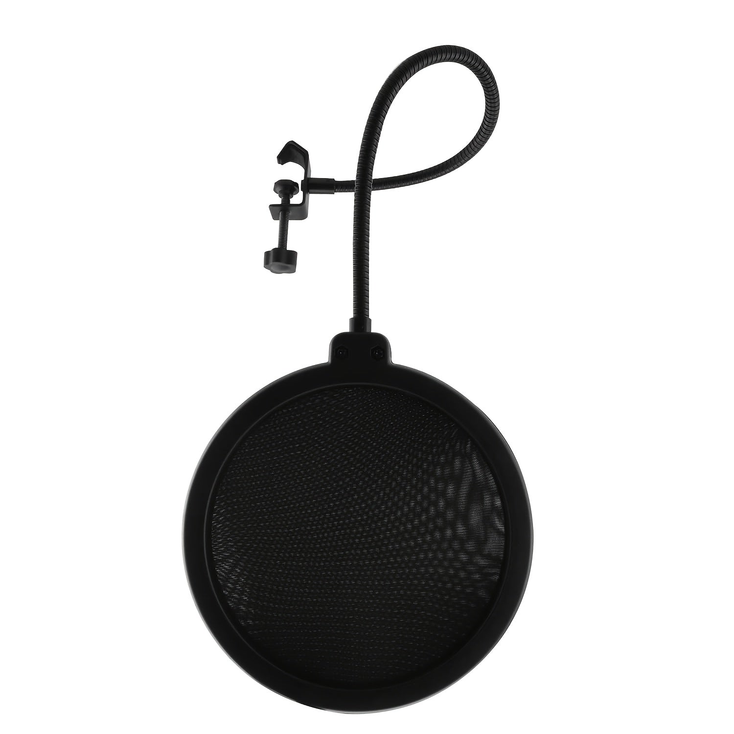 1pc Filtro de malla doble de 6 pulgadas con malla insonorizante, abrazadera de goose neck de 360 grados, brazo estable para karaoke en vivo, grabación de voz en estudio - Negro