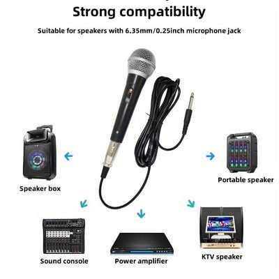 Micrófono activo Rzosom de 6,35 mm/Conector - Grabadora de audio de coche y canto con conector de 6,35 mm, coro de 1/4", micrófono de condensador de 1,8" para karaoke, DJ, cine en casa, conciertos, micrófono para canto, construcción duradera