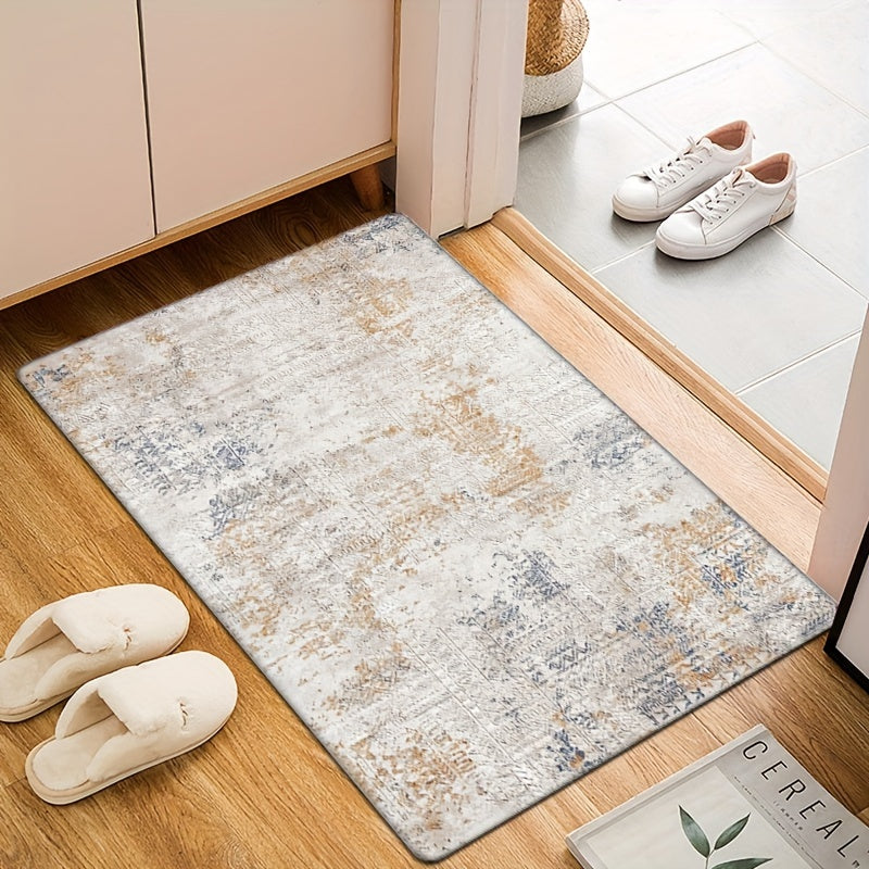 Alfombra de Entrada Estilo Bohemio Vintage con Grosor de Franela de 1.2 cm, Tapete Antideslizante y Absorbente Impreso, Alfombras Cómodas Lavables para Cocina, Sala de Estar, Dormitorio y Baño, Decoración del Hogar