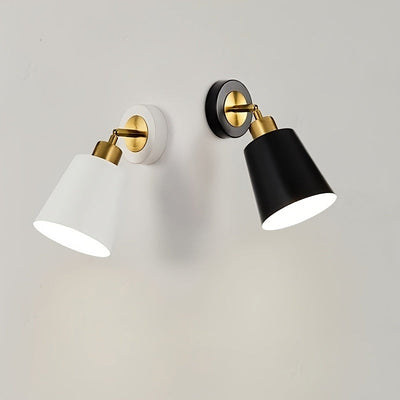 1/2pcs, Lámpara de Pared Moderna para Interior, Cuerpo Metálico Dorado con Pantalla, Portalámparas E27, Instalación Directa, Ideal para Dormitorio, Sala o Pasillo, Bombilla No Incluida