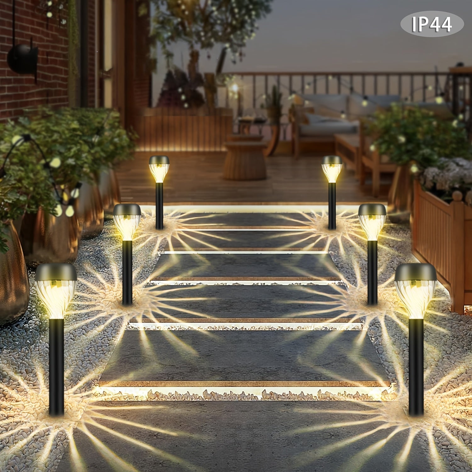 8 Luces Solares para Jardín - Luces LED de Sendero con Encendido/Apagado Automático, Iluminación Paisajística para Patio, Pasillo y Césped - Eficiencia Energética, Luz Solar para Exteriores