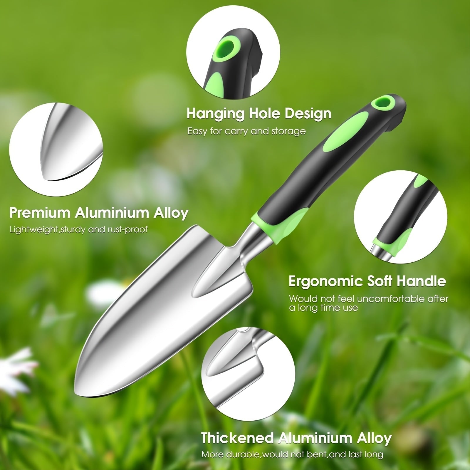 3/8 piezas, juego de herramientas de jardín de aleación de aluminio de alta resistencia - Cuchara y organizador de herramientas de jardín duraderos y resistentes al óxido, ideal para mujeres, incluye tijeras de poda, azada y rastrillo, esenciales para el