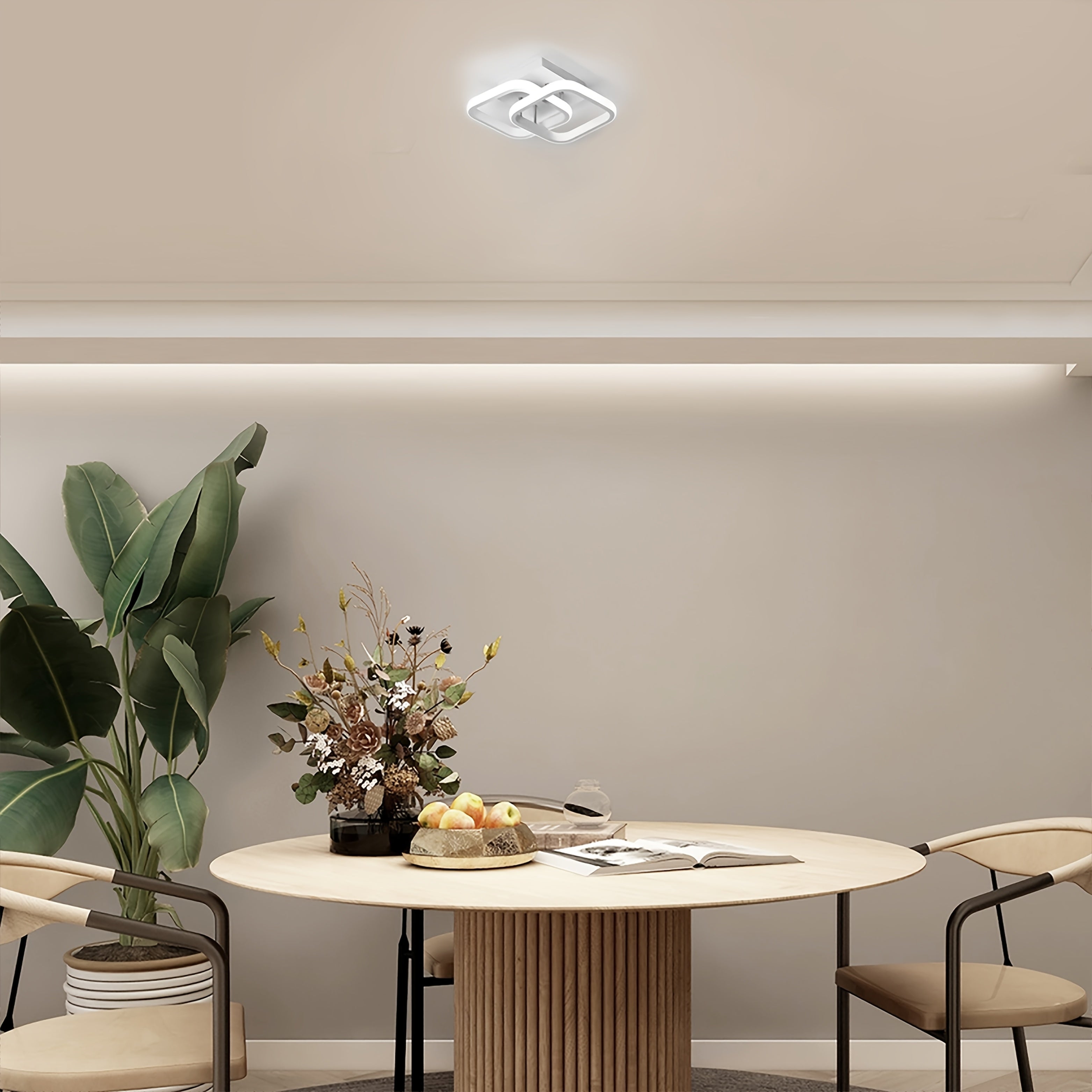Luz de Techo LED Moderna con Brillo Ajustable - 3 Modos de Color, Diseño Semi-Incrustado, Acabado Metálico Elegante - Ideal para Áreas de Comedor, Oficinas, Cafeterías, Salas de Estar, Dormitorios, Cocinas y Aulas - Instalación Con Cableado, 110V-240V