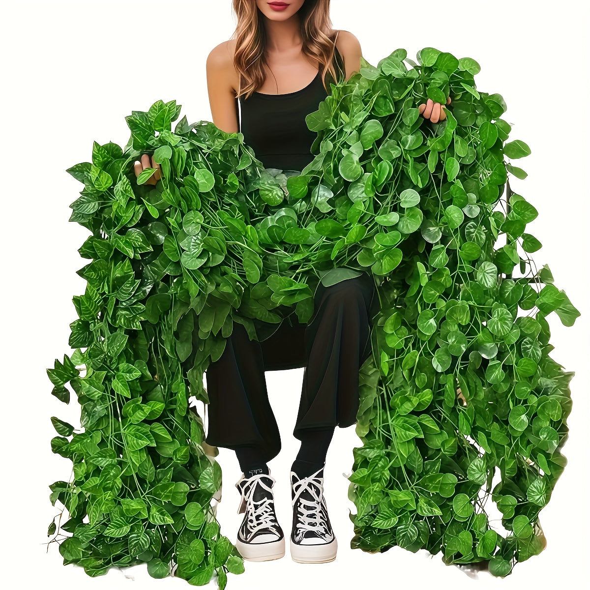 12 piezas de supergrandes y extra largas de 72 hojas de tiras de vino - Arco floral elegante blanco y verde para bodas, aniversarios y decoración al aire libre, perfecto para decoración de lobby de hotel, patio y decoración de salón, decoración de bodas