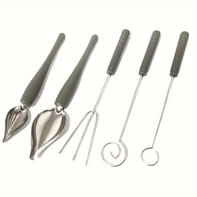 Juego de 5 piezas/2 piezas de Herramientas para Bañar Dulces, Tenedor y Cucharas para Bañar Chocolate, Cucharas Decorativas para Cocina, Lápiz de Chef para Platos Decorativos