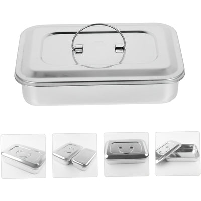 Estuche de esterilización de uñas de acero inoxidable con mango de metal y tapa - Organizador multiusos para manicura, peluquería, tatuaje, herramientas de maquillaje - Duradero, sin alcohol, no necesita batería, equipo de arte de uñas | Acabado metálico
